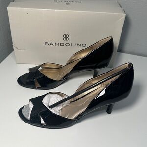 Bandolino Black Patent Peep Toe Heels